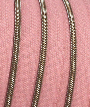 Endlosreißverschluss metallisiert schmal dusty rose/messing-antik (1m)